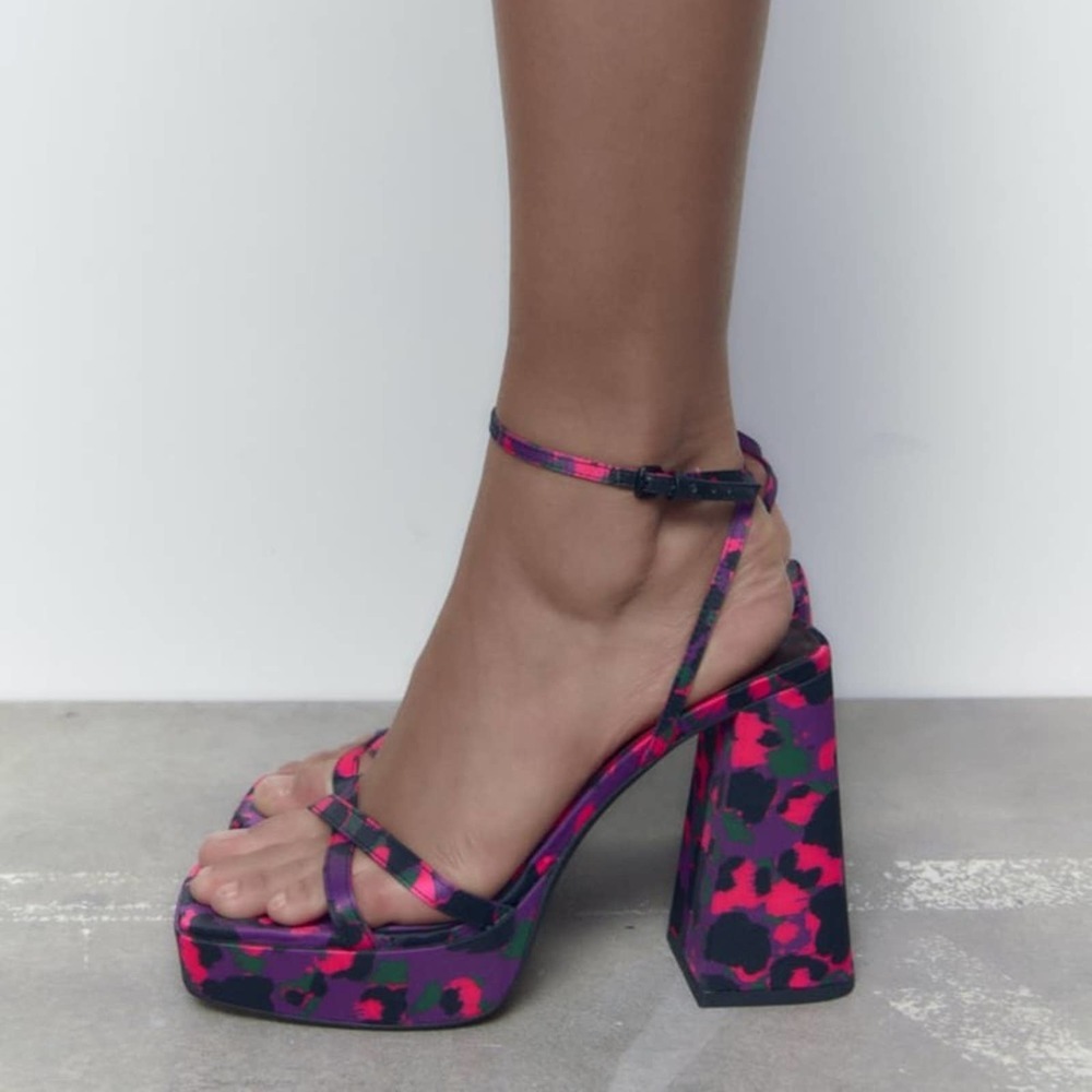 Zara Rinted Platform Sandals Multi-Color - image 1